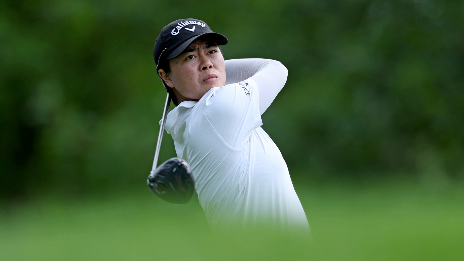 Yuka Saso hits a driver off the tee