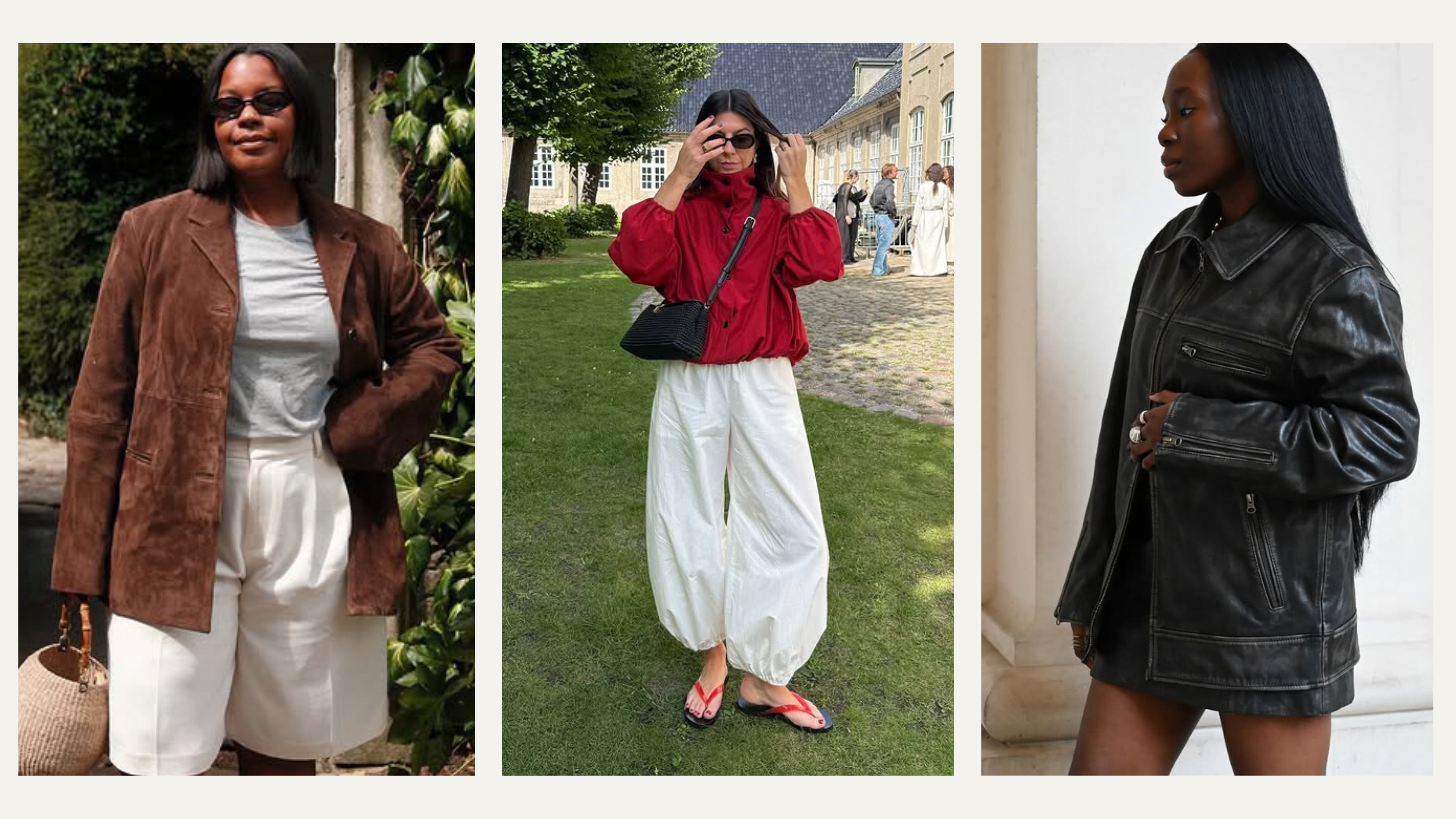 A selection of fashion content creators wear various autumn 2025 jacket trends