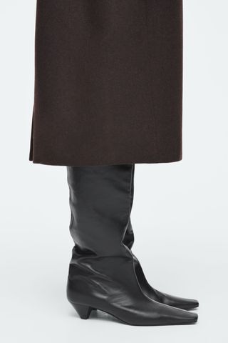 Slouched Leather Knee-High Boots