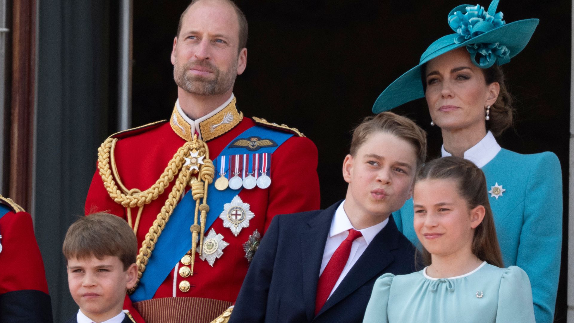 The Prince and Princess of Wales and their three children at Trooping the Colour