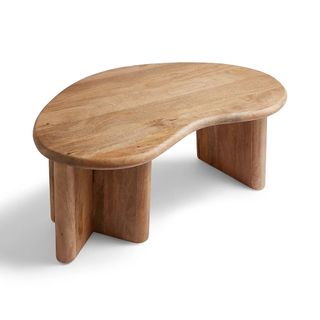 Dunelm Ludo Kidney Shaped Coffee Table in Mango Wood on a white background