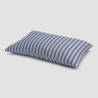 Dusty Blue Amberley Stripe Linen Pillowcases against a white background.
