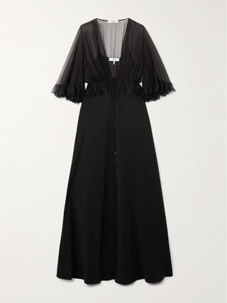 Ruffled Silk-Crepon and Crepe Maxi Dress