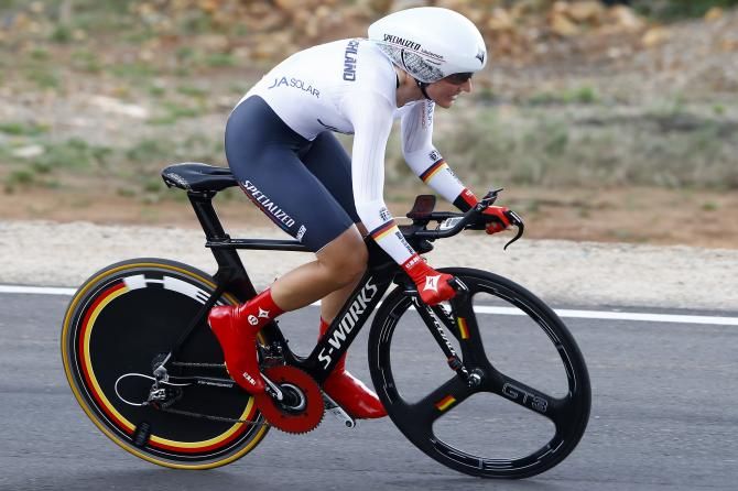 Lisa Brennauer (Germany) gets out of the saddle