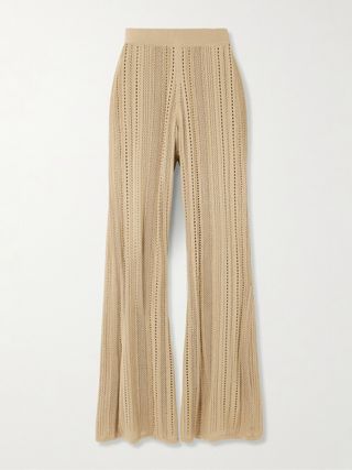Kiraz Pointelle-Knit Cotton-Blend Wide-Leg Pants