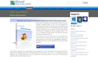 Lazesoft Recover My Password's homepage