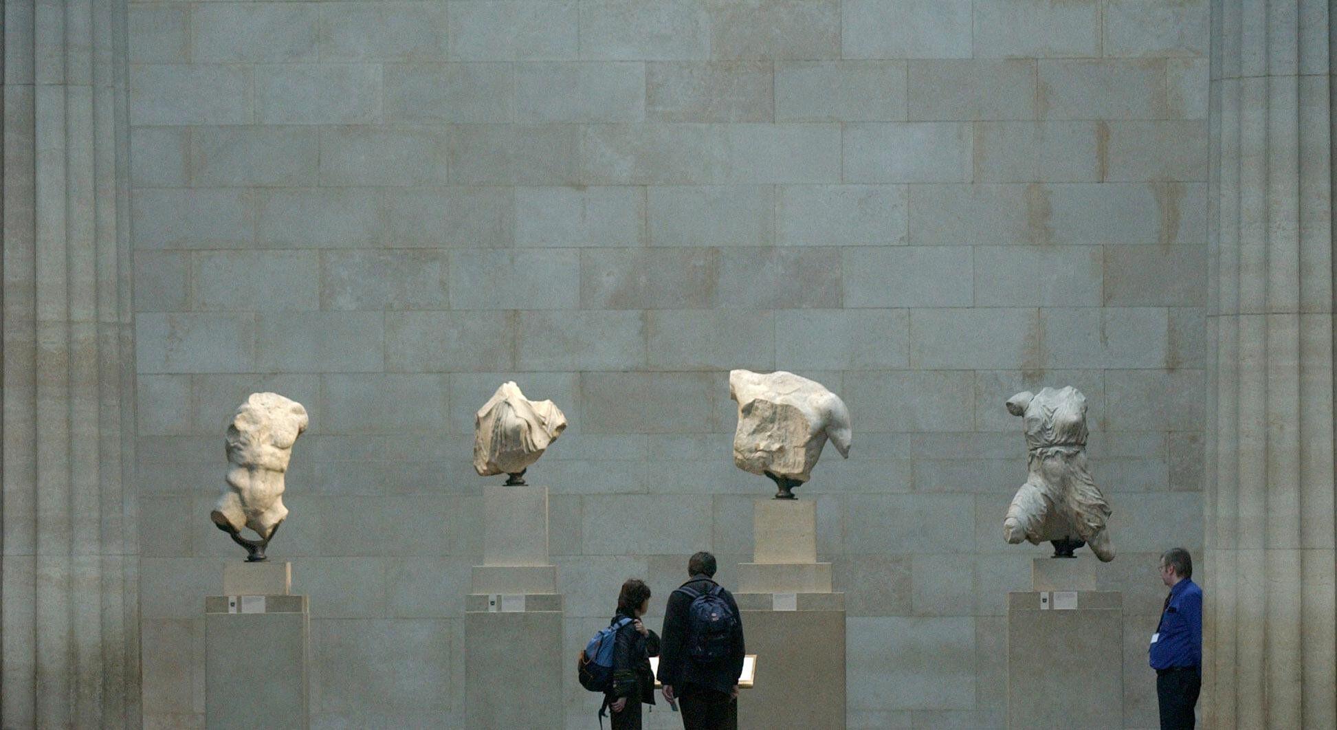 File photo dated 14/01/04 of sections of the Parthenon Marbles, also known as the Elgin Marbles, in London's British Museum. P
