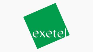 Exetel logo with light grey background