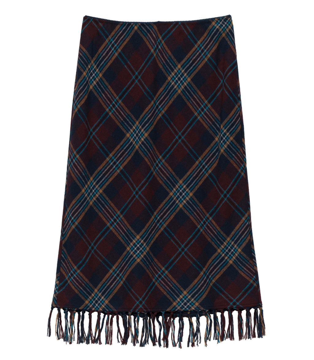 Elowette Knotted Fringe Skirt -- Willoughby Plaid