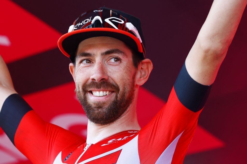 Thomas De Gendt (Lotto Soudal) celebrates his victory on stage 8 of the Giro d&#039;Italia 2022 in Naples