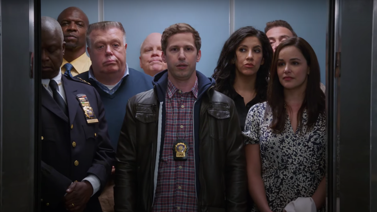 The cast of Brooklyn Nine-Nine in the last day screenshot