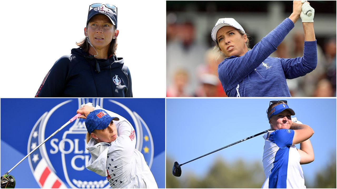 Angela Stafford, Morgan Pressel, Mel Reid and Anna Norqvist hit a golf ball