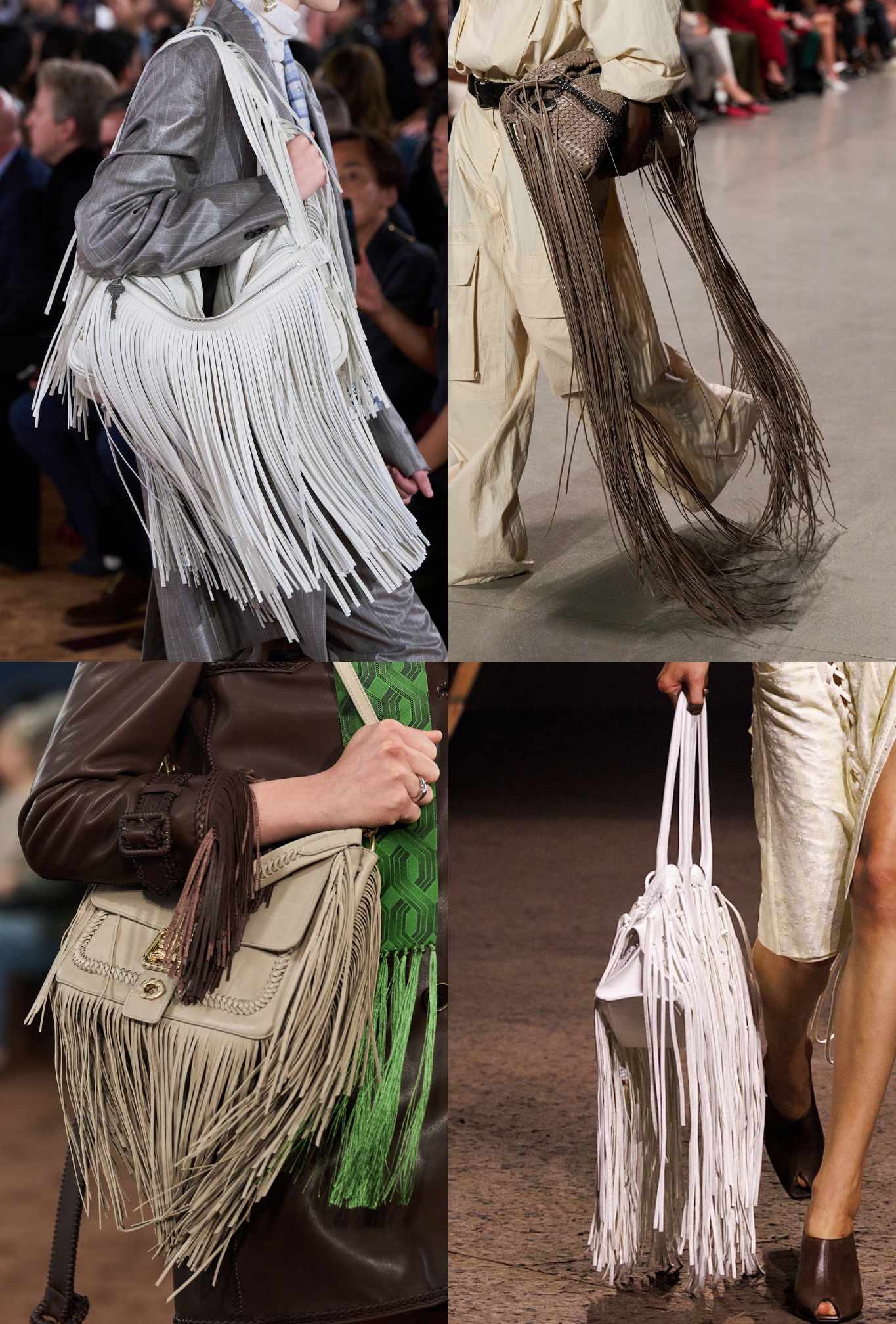 A collage of handbags on the SS26 runways.
