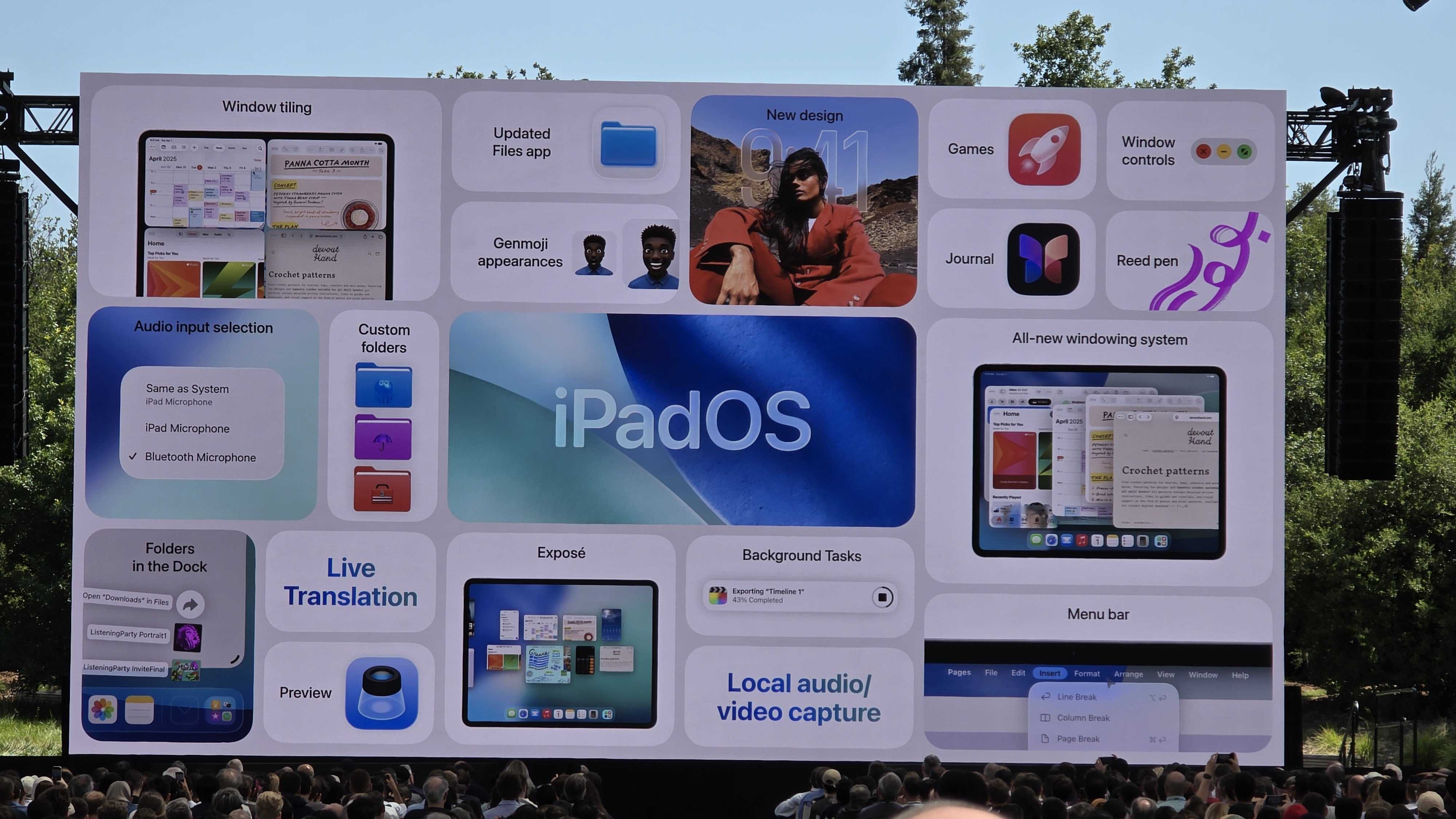 iPadOS updates shown on stage at WWDC 2025