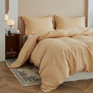 linen bedding set in yellow