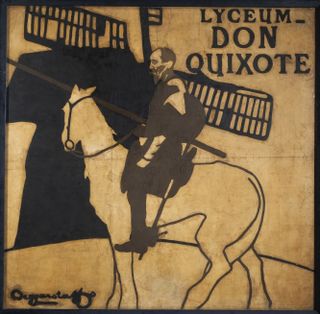 Original collage for a poster advertisement for the play Don Quixote at The Lyceum Theatre, London, 1895; by The Beggarstaffs - William Nicholson (1872 - 1949) & James Pryde (1886 - 1941); U.K.; 1895. Black & brown paper pasted on white.