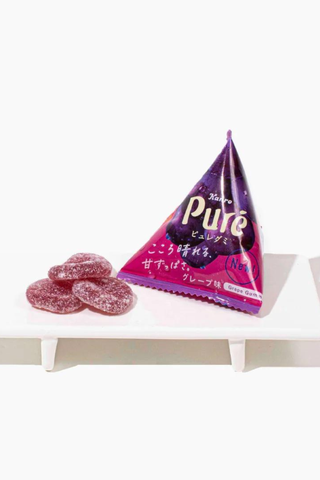 grape gummies in a pyramid-shaped package