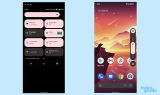 android 12 quick settings and volume bar screenshots