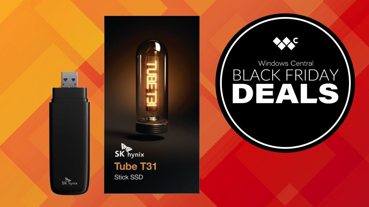 Image header for Windows Central&#039;s Black Friday Spotlight deal article for the SK Hynix Tube T31 Flash Drive