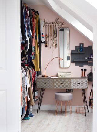 a pink dressing room loft conversion photos by rachael smith