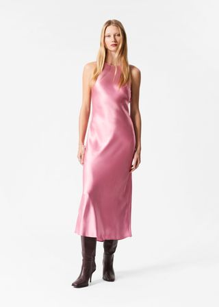 Sleeveless Satin Midi Dress