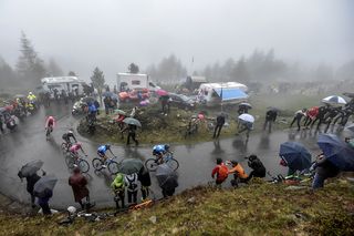 A cold and wet day out on the Mortirolo for the riders on stage 16 of the 2019 Giro d'Italia