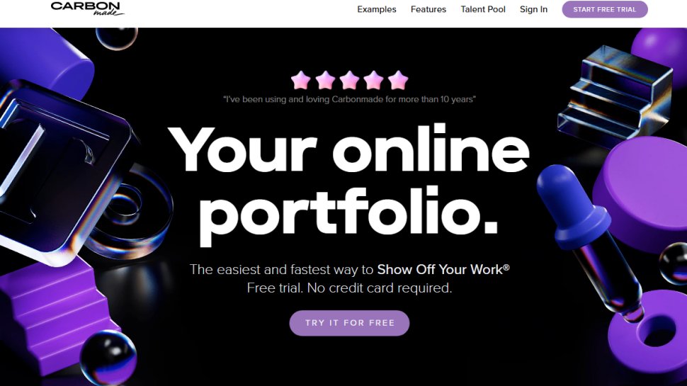 Website screenshot of Carbonmade (July, 2025)