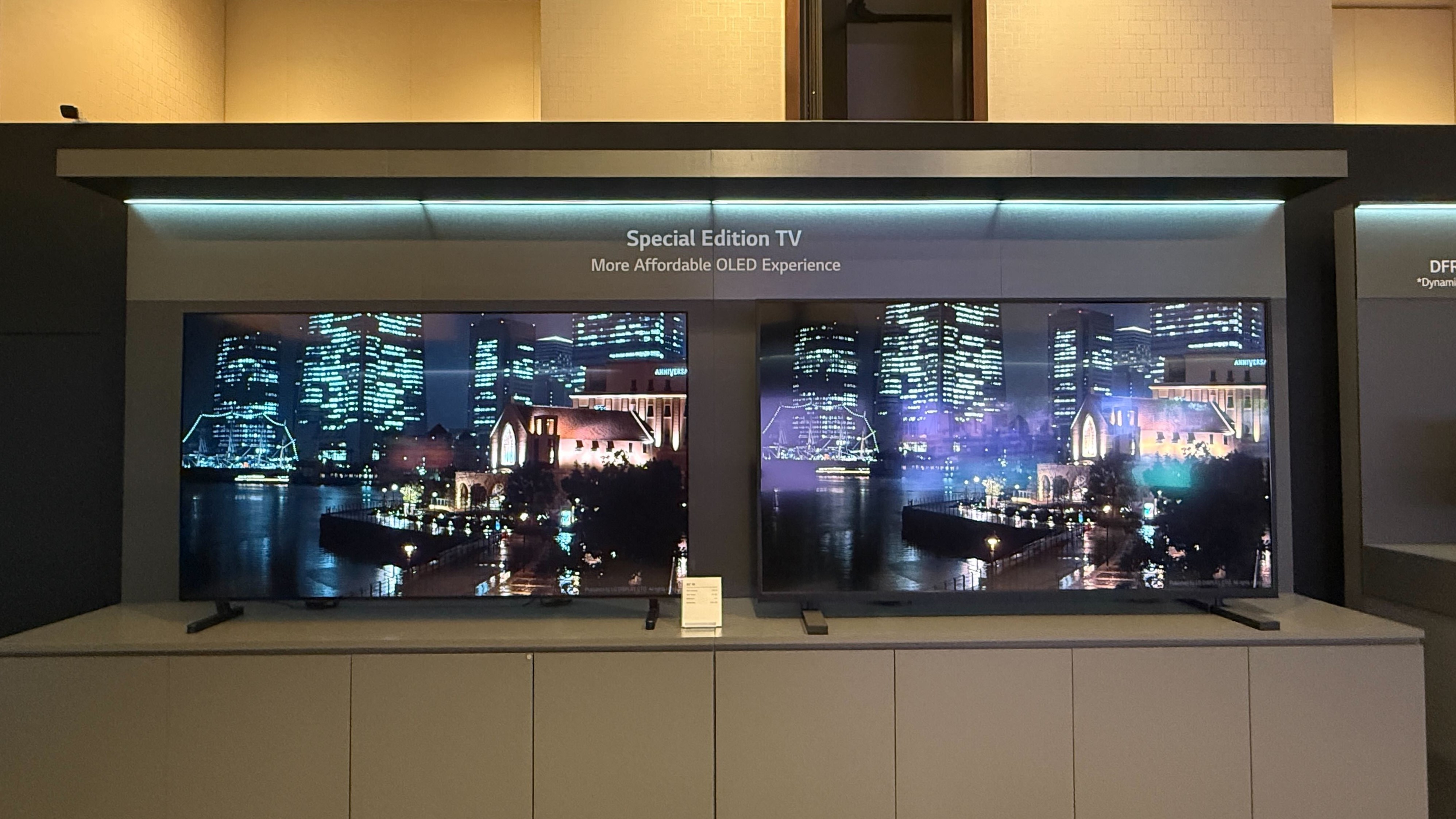 Two TVs side by side, one with a Mini LED panel and the other with an OLED SE panel