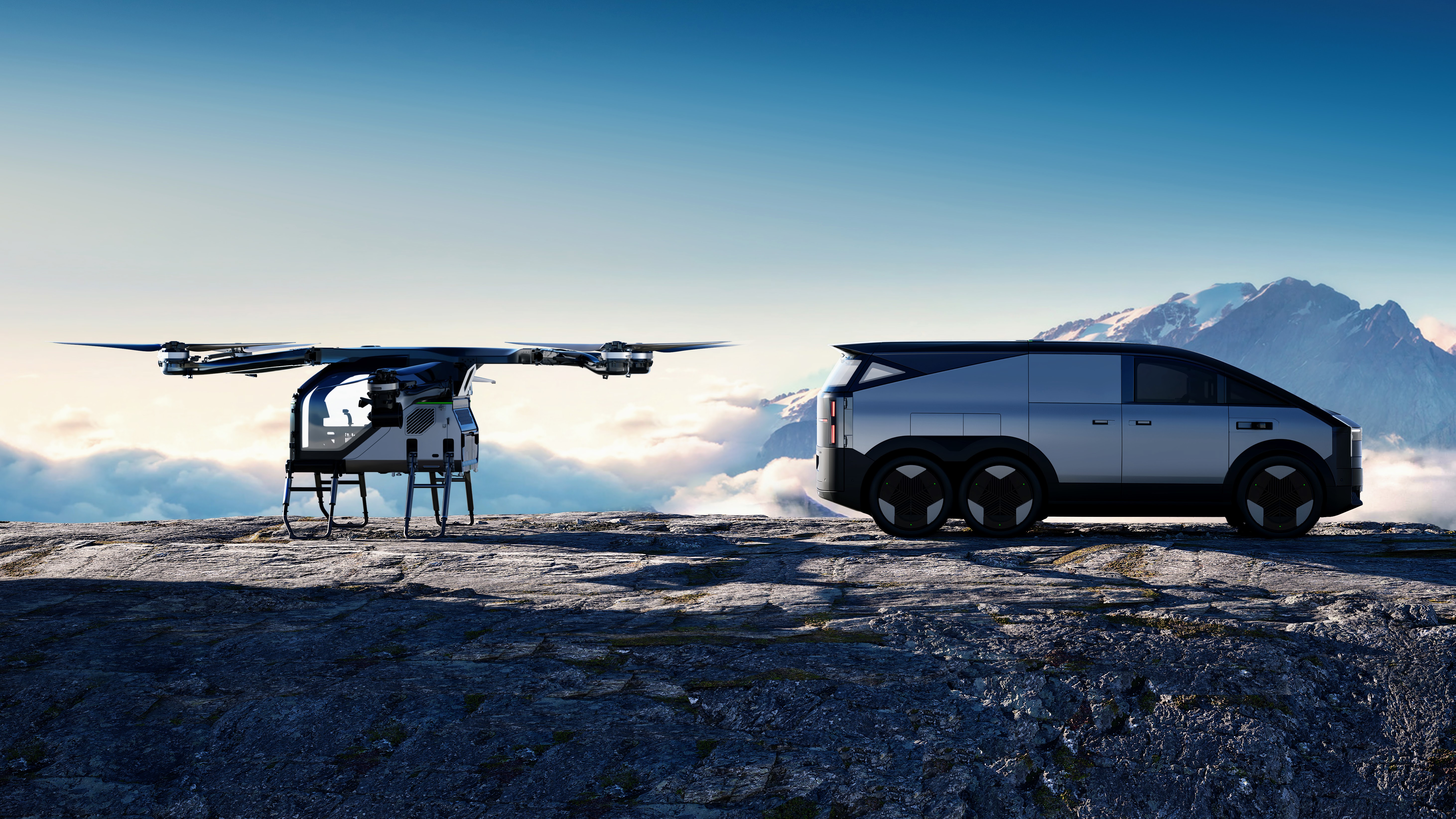 Xpeng Land Aircraft Carrier parked on mountain top