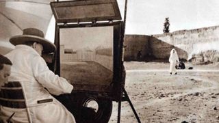Photograph of Winston Churchill painting in Marrakesh. Sir Winston Leonard Spencer-Churchill (1874-1965) a British politician, army officer, writer, painter and former Prime Minister of Great Britain.