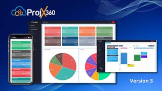 A look at ProjX360 updated software using pie charts and a detailed color-coded format.