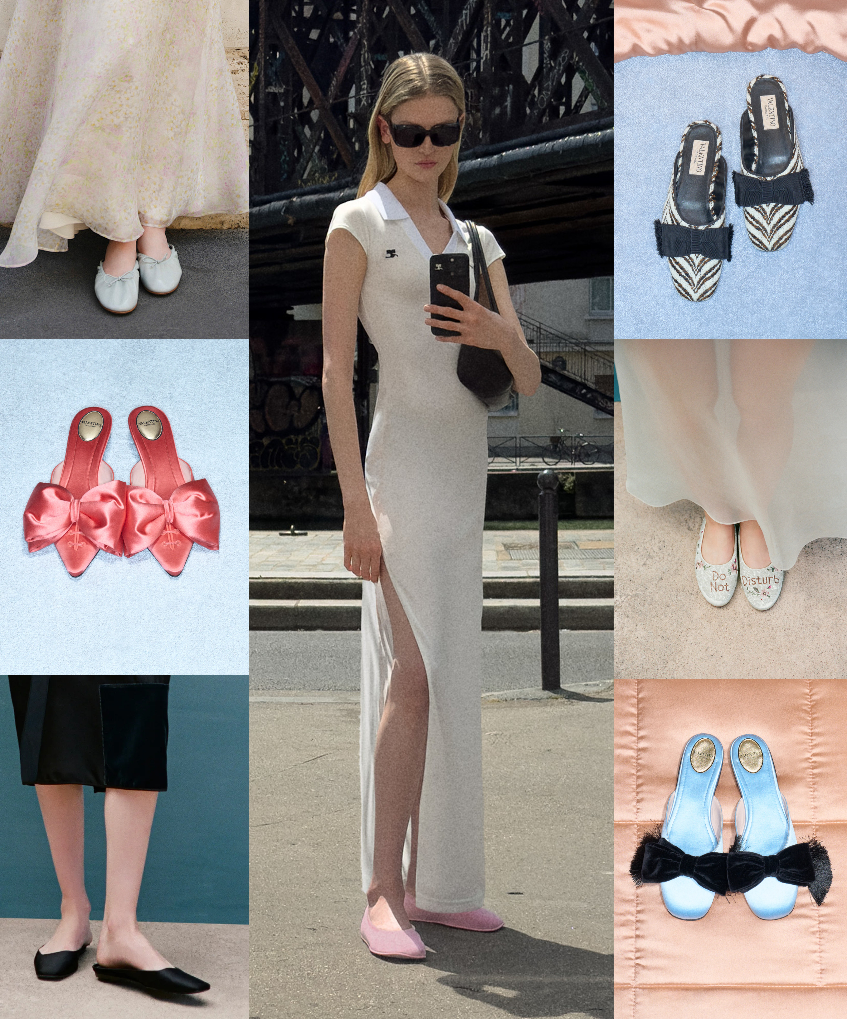 winter 2026 shoe trend of slipper flats at Alberta Ferretti, Valentino, Giambattista Valli, Courr&amp;egrave;ges, Staud Resort 2026