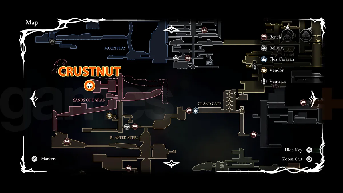 Map location for Courier's Rasher in Silksong