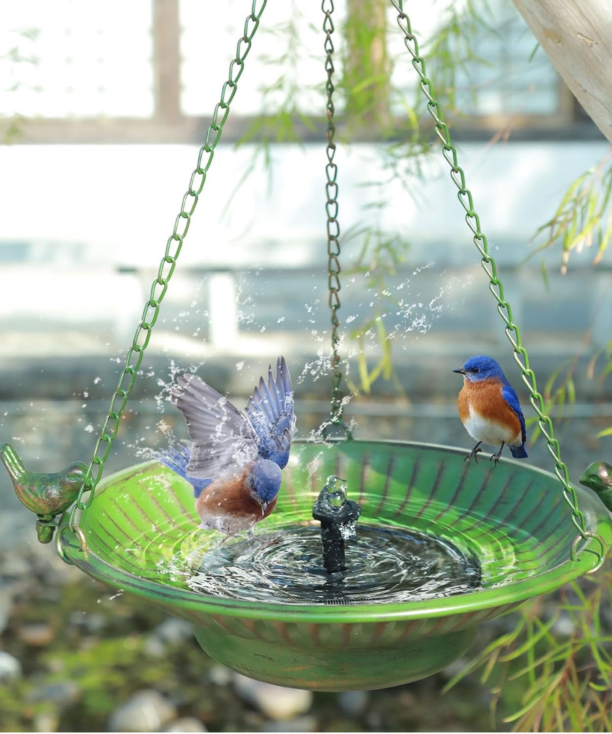 Amazon hanging solar fountain bird bath