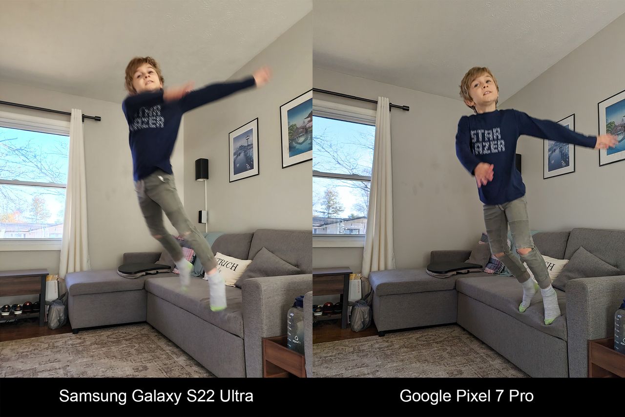 Comparing the cameras on the Galaxy S22 Ultra and Pixel 7 Pro when taking photos of moving children