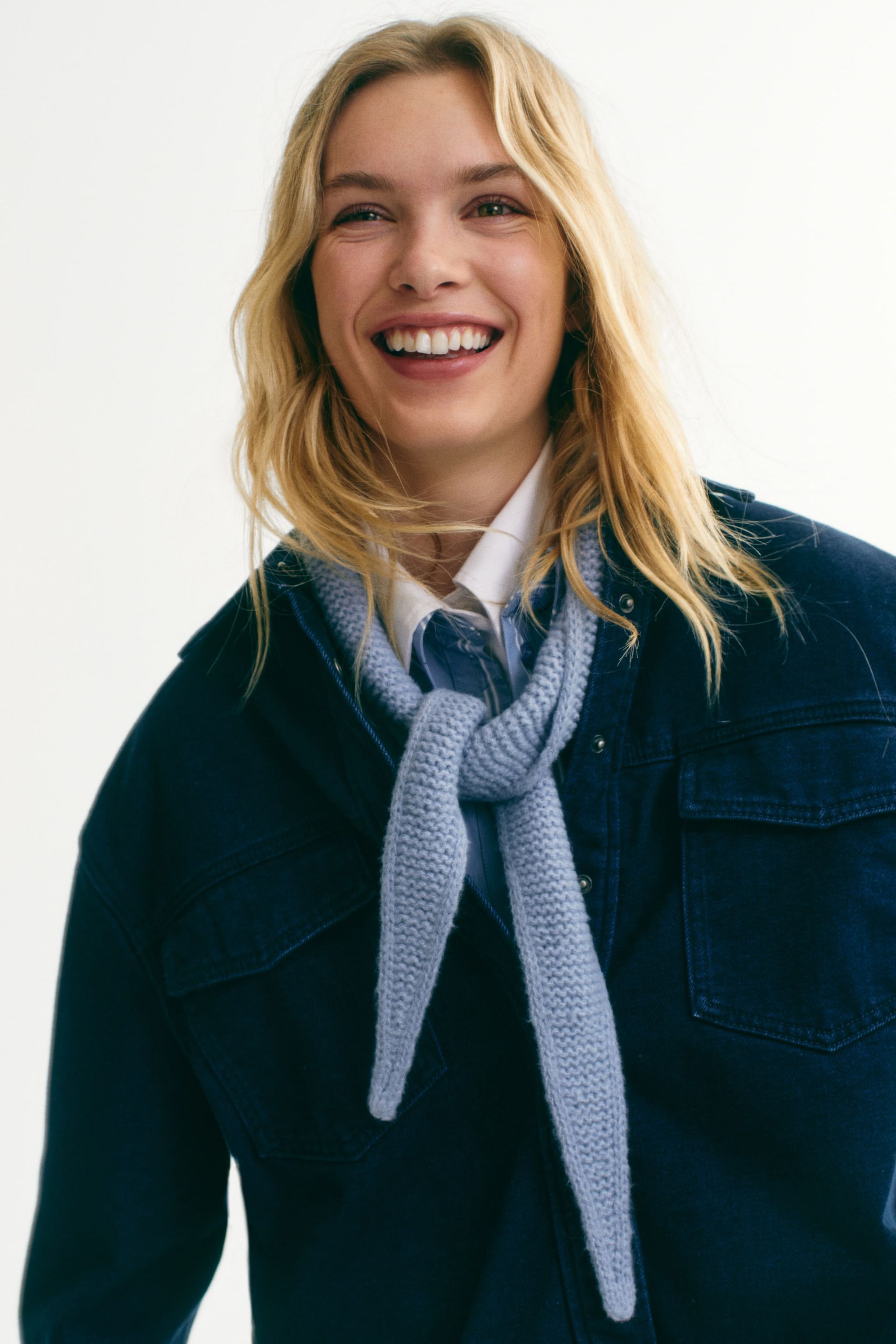 Garter-Stitched Scarf - Gray Melange