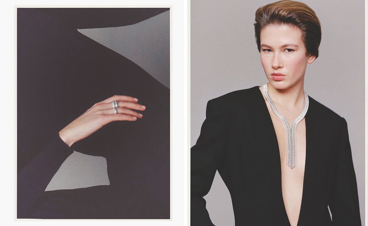 woman wearing black and Boucheron &#039;Quatre&#039; diamond jewellery