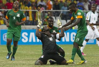 Zambia's Kennedy Mweene celebrates a goal against Nigeria at the Africa Cup of Nations in January 2013.