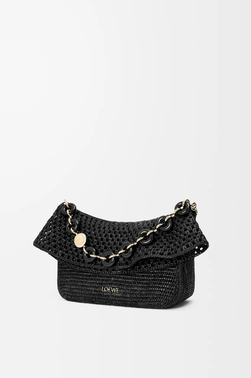 Loewe, Medium Ola Bag in Raffia and Calfskin