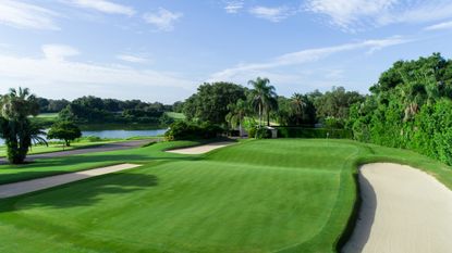 The Biarritz green on Mountain Lake's 5th hole called Biarritz 