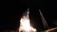 A ULA Atlas V rocket launches 29 Amazon Leo satellites from Florida on April 27, 2026.
