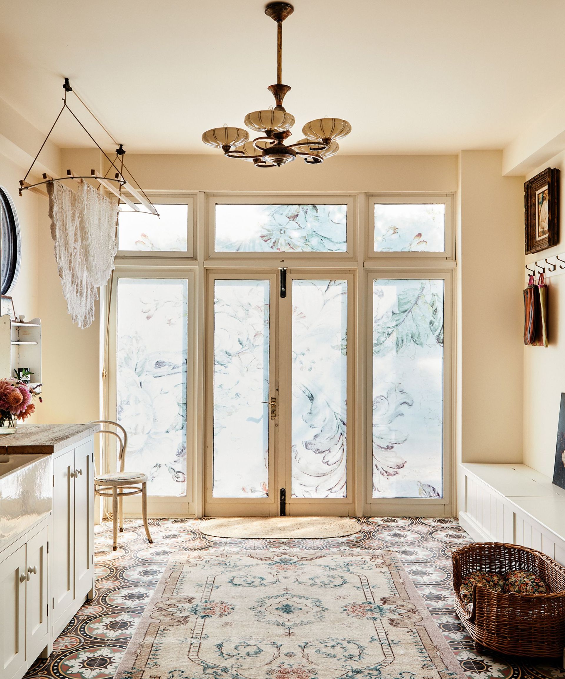 A hybrid laundry room and boot room
