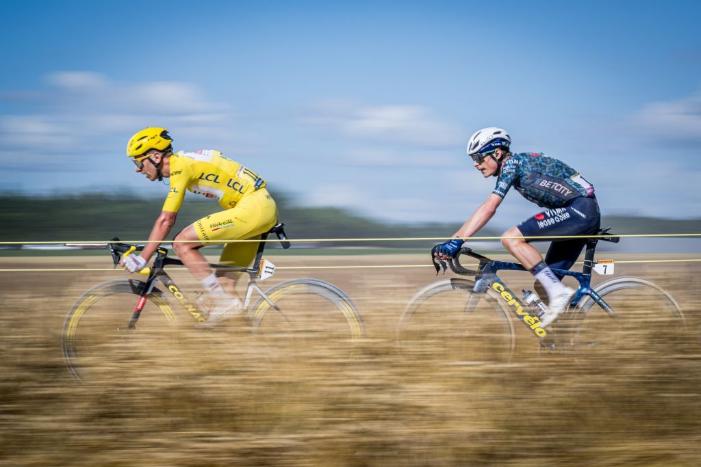 Tadej Pogacar and Jonas Vingegaard during stage 9 at the Tour de France