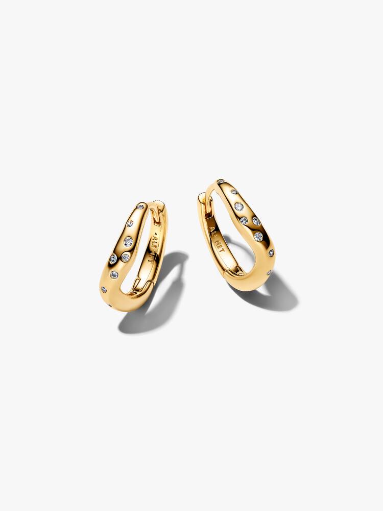 Pandora, Organically Shaped Stone-Set Hoop Earrings