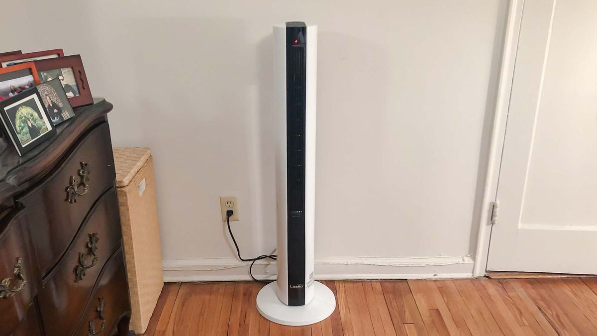 Lasko FH500 in use on a hard wooden floor