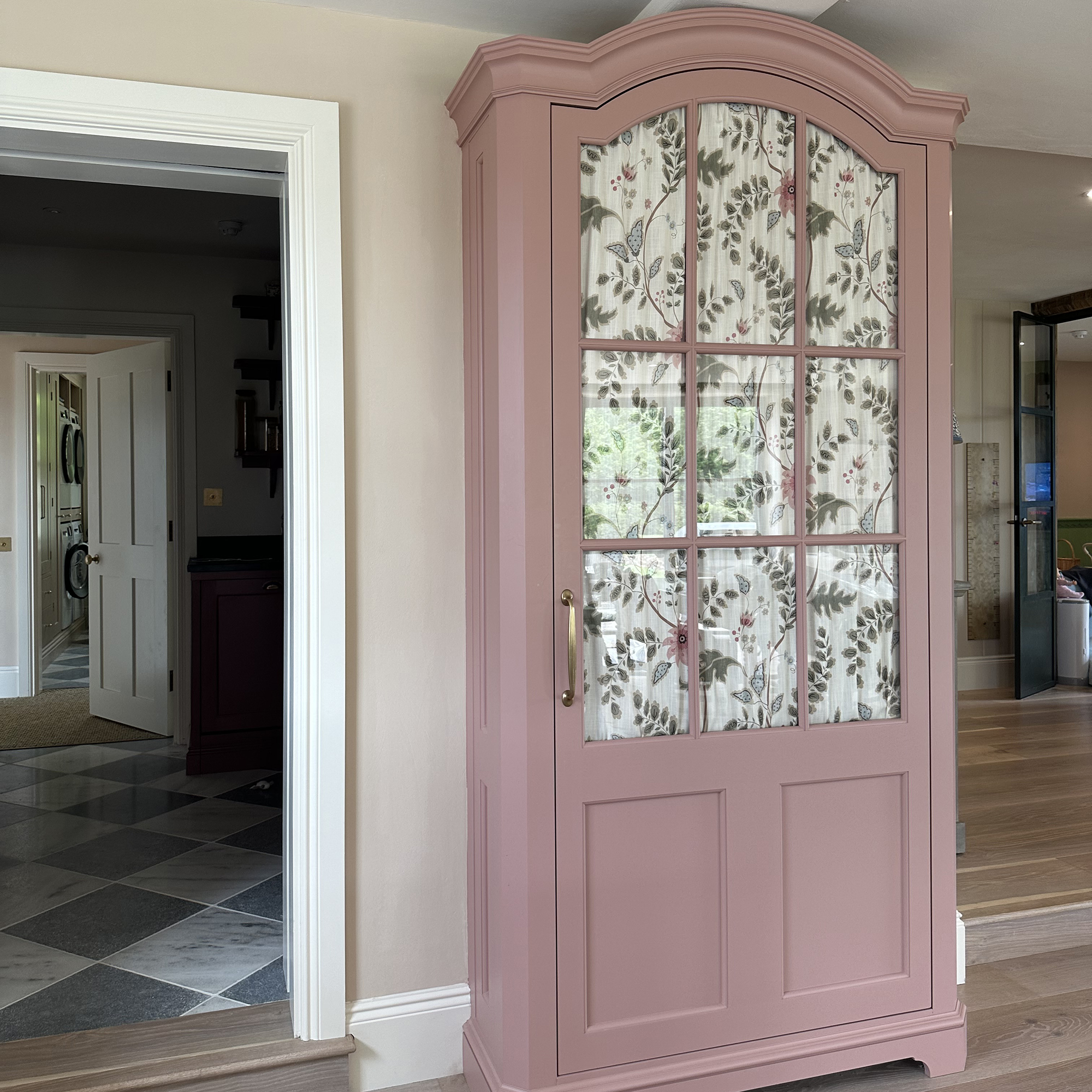 Fridge with curtain inside