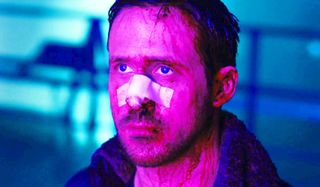 Blade Runner 2049 Ryan Gosling beaten up, bathed in pink light