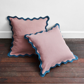 Scalloped purple and blue pillows