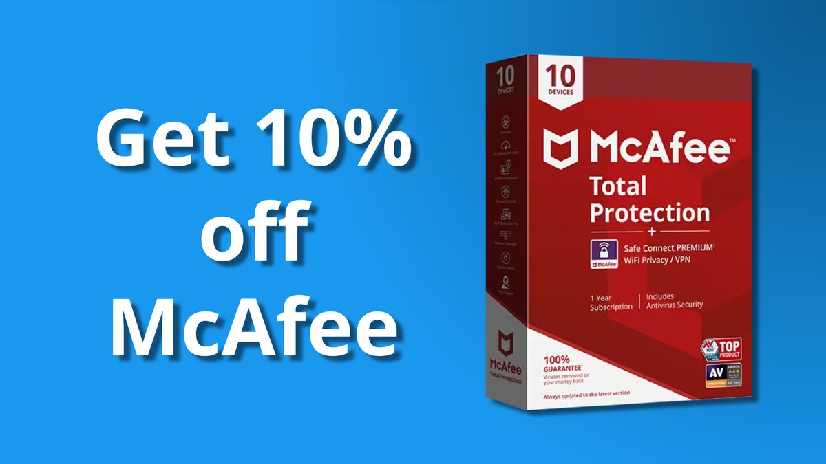 &quot;Get 10% off McAfee&quot; next to the ultimate protection software bundle