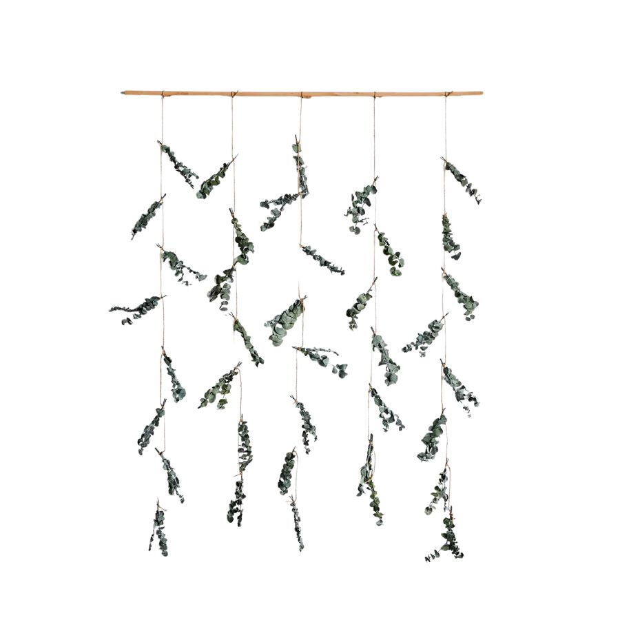 A wall hanging made of eucalyptus